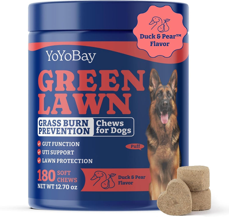 Dog Urine Neutralizer for Lawn - 180 Chews Grass Savers for Dog Urine, Green Grass Dogs Chews with DL-Methionine, Dogs Pee Grass Neutralizer for All Breeds Ages (180ct Green Lawn) 180ct green lawn