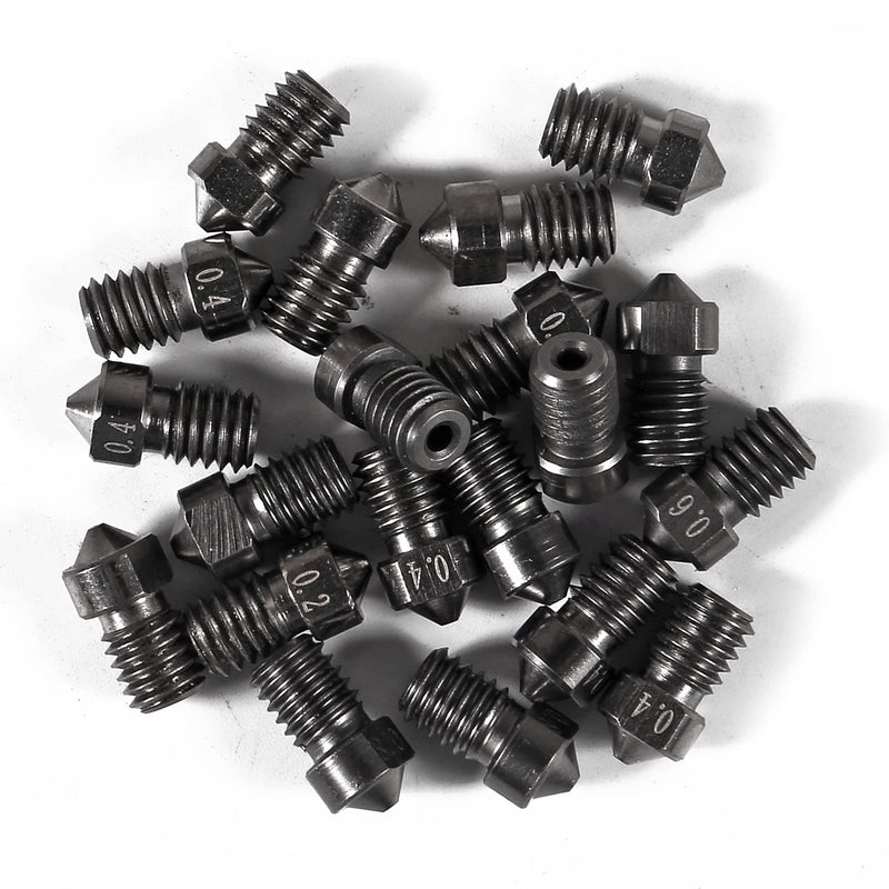 20PCS Hardened Steel Nozzle 0.2mm，0.4mm，0.6mm，0.8mm, Works with E3D V6 V5 Hotend Extruder Printer Ender3 E3D Hot End Titan Extruder Prusa i3 for 3D Printer 1.75mm Filament 20pcs Mix