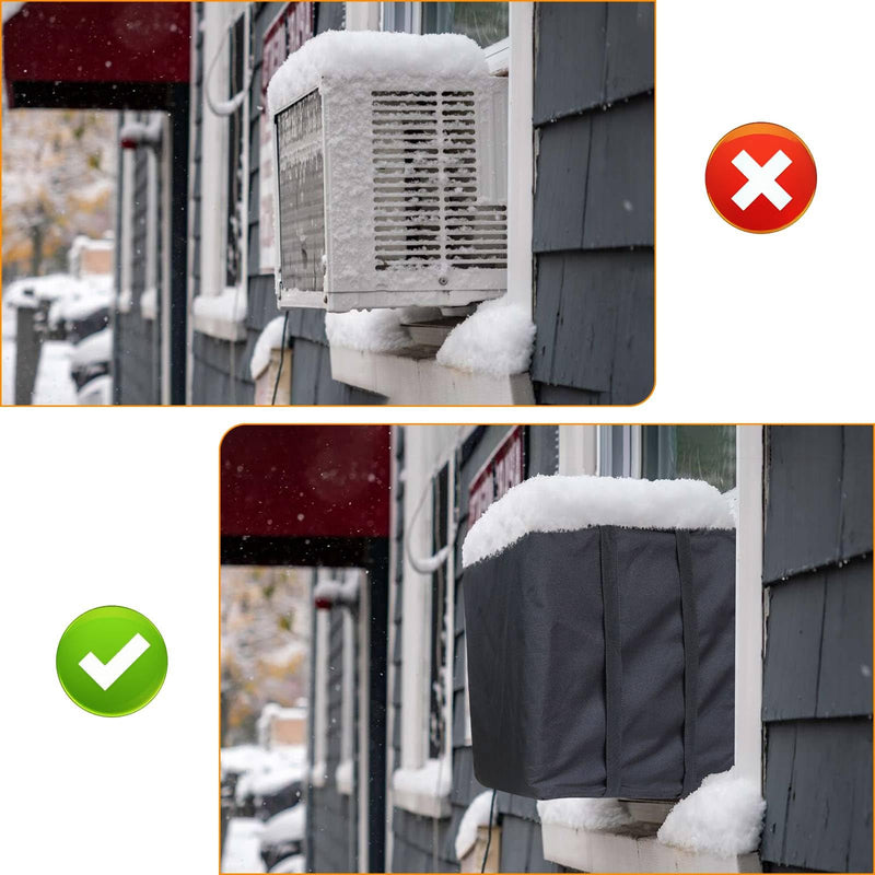 Demao AC Covers for Outside, Air Conditioner Cover for Outside Window AC Unit Cover, 600D Oxford Heavy Duty Waterproof Dustproof Window AC Cover(25.6Wx21Dx18H) 25.6Wx21Dx18H