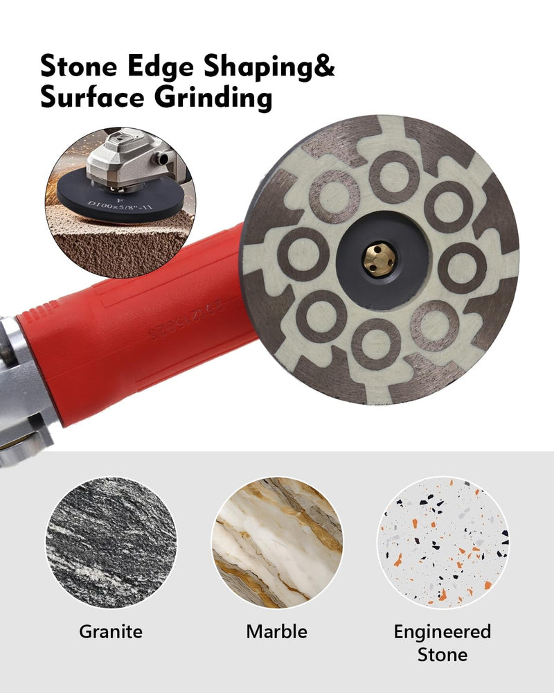 4" Flat Resin Filled Grinding Wheel, Diamond Cup Wheel with 5/8’’-11 Thread for Granite Marble Engineered Stone (Fine) Fine