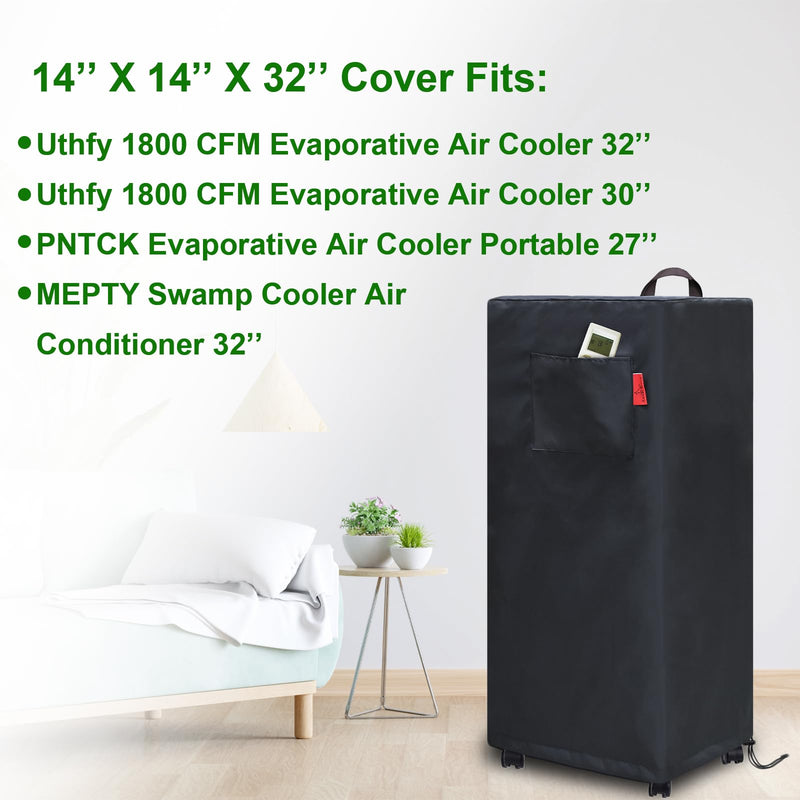 Indoor Swamp Cooler Cover,Evaporative Air Cooler Portable Air Conditioners Cover Fits MEPTY, PNTCK, Feculs, Uthfy, FLOWBREEZE, COOLECH, AEROZY, VAGKRI (14" × 14" × 32") 14" × 14" × 32"