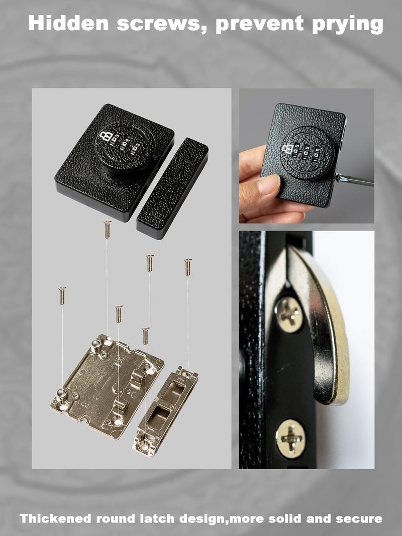 Combination Cabinet Locks, Anti-pry Concealed Child Lock for Drawers, Zinc Alloy Cabinet Locks with Combination for Medicine Cabinet, Closet, File Cabinet, Double Doors Cabinet (Black) Black