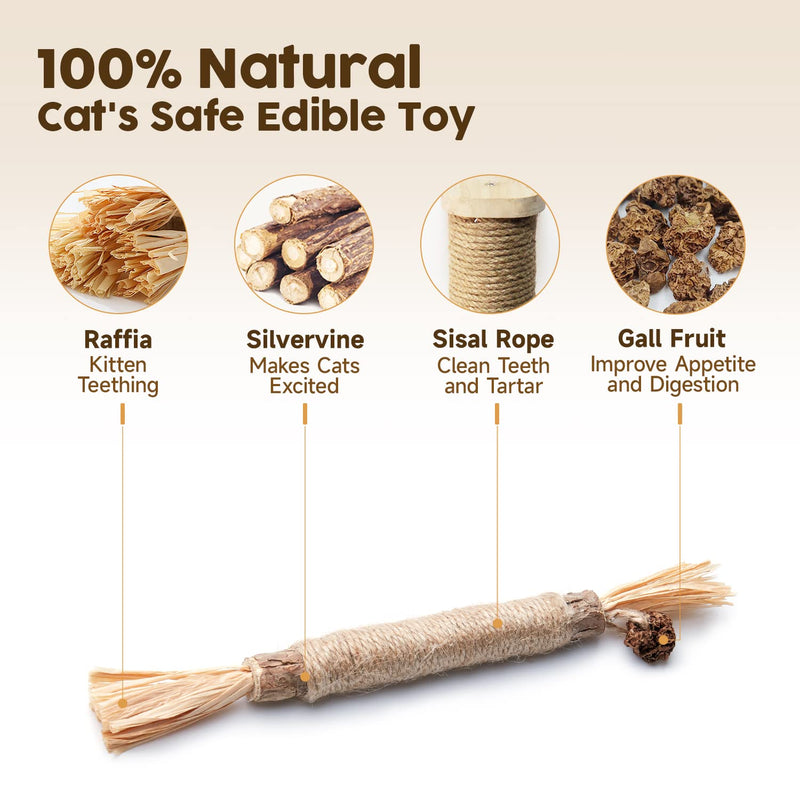 Potaroma 6 Pcs Natural Silvervine Sticks Cat Toys, Catmint Silvervine Blend Sticks, Kittens Chew Toys for Teeth Cleaning, Matatabi Dental Care Cat Treat, Edible Kitty Lick Toys (Pack of 2)