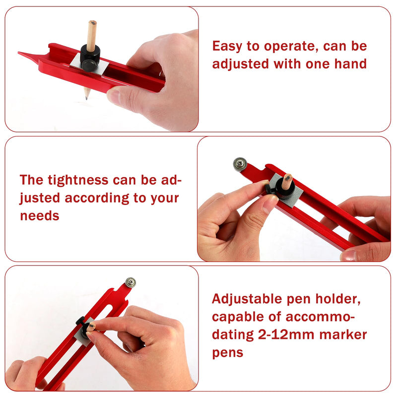 Precise Contour Scribe Tool Woodworking Profile Scribing Tool Ruler with Adjustable Pencil Holder Upgrade Contour Measuring Tool Measuring Scriber Tools Aluminum Alloy Contour Gauge Tool gules