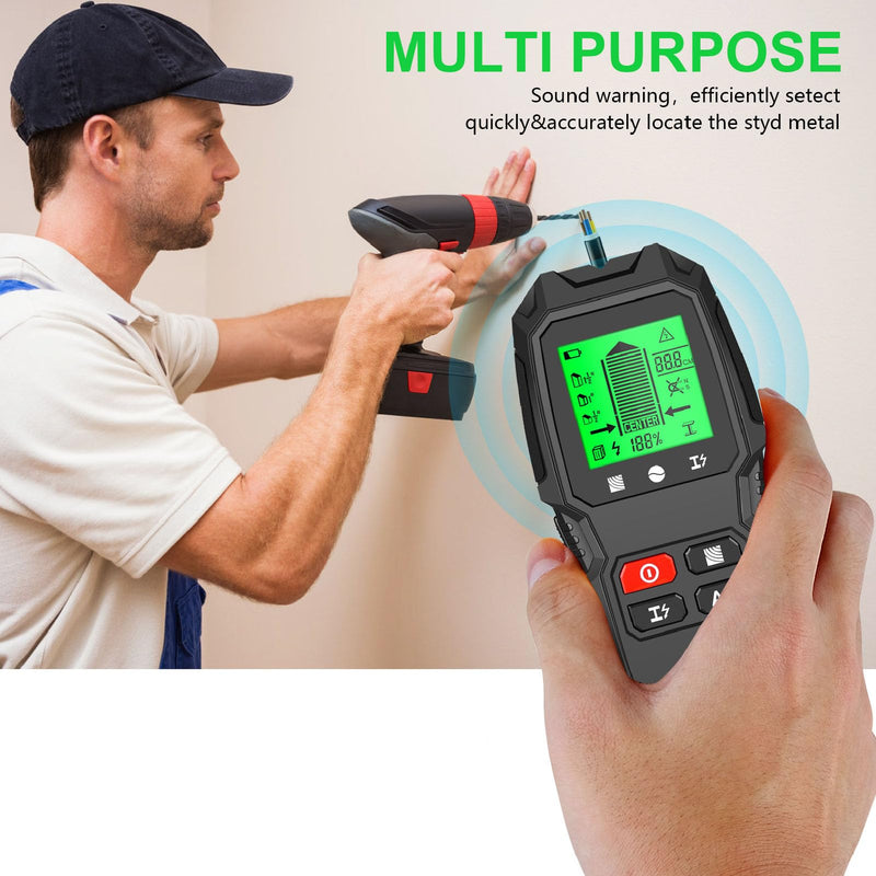5-in-1 Stud Finder Wall Scanner with LCD Display | Electric Wire Finder, Wood and Metal Detector | High Accuracy Sensor for Cable, Stud Detection (Black)