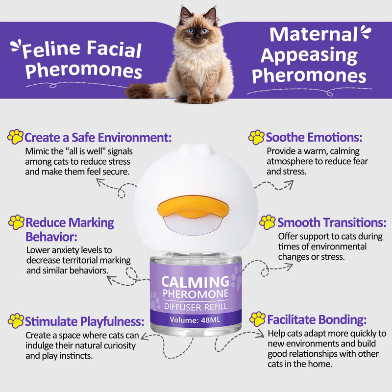 OcePor 1 Refill Solutions,1 Plugs-Cat Calming Diffuser, Pheromone Diffuser to Calm Cats, Cat Anxiety Relief