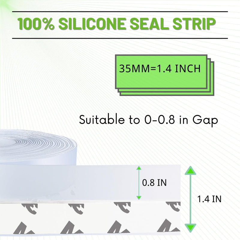 Updated Winter Weather Stripping Door Seal, Door Draft Stopper Silicone Seal Strip for House and Glass Shower Doors for Door & Windows Gaps of Collision and Side, Window Insulation for Winter 1.4 in Transparent