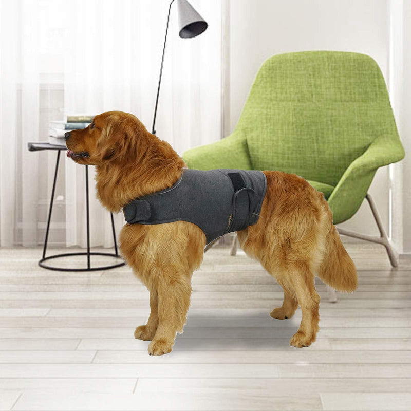 Breathable Dog Shirt for Thunderstorm, Dog Anxiety Vest Jacket Warp,Puppy Calming Coat Anxiety Relief (L, Grey) L