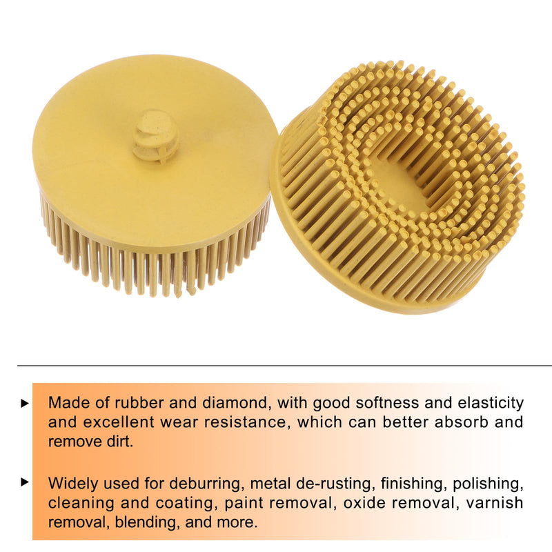 HARFINGTON 5pcs Bristle Disc 2" 80 Grit Abrasive Brush Deburring Electric Disc Brush with Quick Change Roll Lock Abrasive Coating Removal Disc for Metal, Yellow