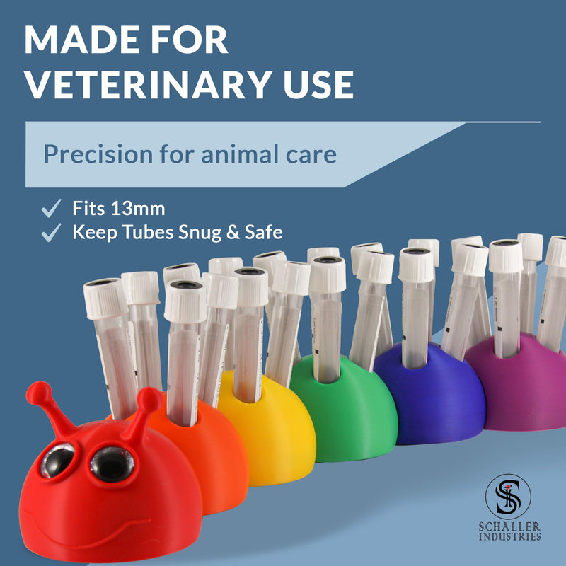 S I Schaller Industries Rainbow Caterpillar Test Tube Holder, 13mm - Veterinary Blood Test Tube Rack, Holds 20 Vials, Compact Fun Design Organizer for Pediatric and Veterinary Use 13mm Tube Size