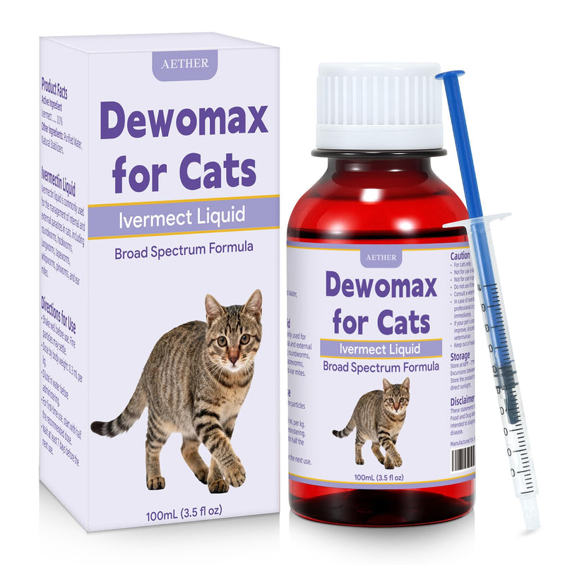 AETHER lvermect for Cat, Digestive & Gut Health Liquid, Broad Spectrum Formula for Cats & Kittens, Internal Balance Daily Wellness Support, Easy to Feed Liquid Supplement