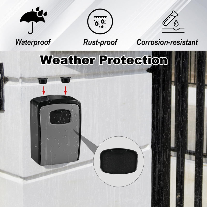XXL Large Key Lock Box, 5.5”x4.1”x2.1” Waterproof Kirsite Combination Lockbox for Keys Outdoor, Portable Key Lock Box Wall Mount with Code (1 Pack, Black-Gray) 1pcs-XXL