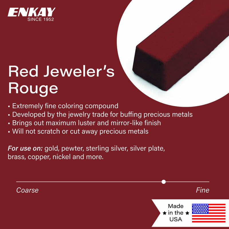 ENKAY - Red Jeweler’s Rouge Polishing Compound, 4 Oz. (U.S. Made) 1-Pack