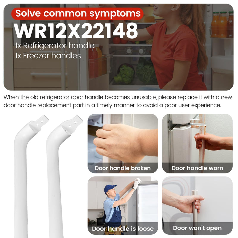 puxyblue 【2025 Upgraded HIGH-Strength ABS】 WR12X22148 GTH18GBDCRWW GTH18GBDDRWW Refrigerator Door Handles 2Pack Replaces Hotpoint GE Refrigerator Door Handle White