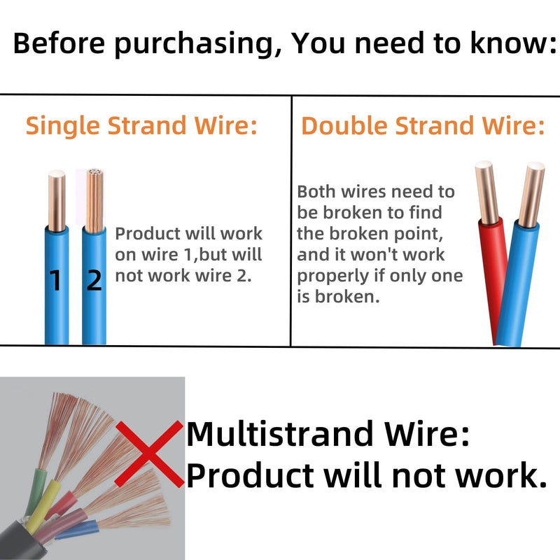 Underground Wire Locator, Wire Tracer with Earphone and Battery, Up to 3 Feet Deep and 1,640 Feet Long, Cable Tester for Dog Fence Cables Irrigation Control Wires