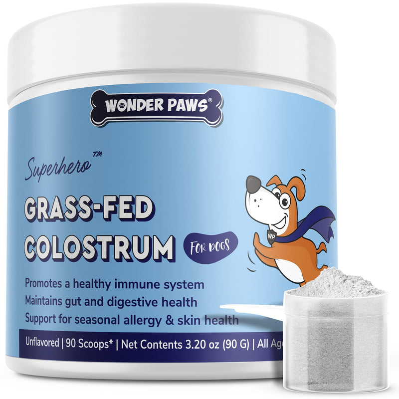 Grass-Fed Colostrum Powder Plus Omega Max Fish Oil - for Dog’s Immune Support, Skin, Allergies, Joint Care and Overall Health – Colostrum 3.20 Ounces - Omega Max 16 Ounces - PawsPlanet Australia
