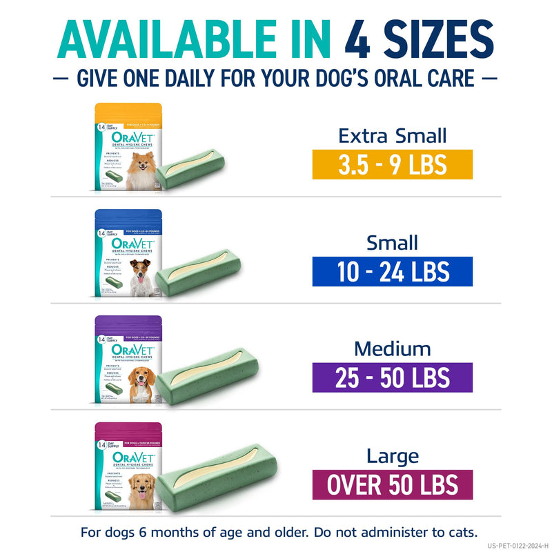 OraVet Dental Chews for Dogs, Oral Care and Hygiene Chews (Large Dogs, Over 50 lbs.) Pink Pouch, 14 Count (Pack of 2)