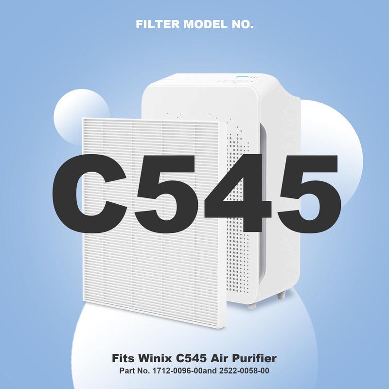 8 Pack C545 Replacement HEPA Filter S Compatible with Winix C545 Air Purifier, Replaces Part 1712-0096-00 and 2522-0058-00, Only 4-PCS Filter + 4-PCS Carbon Filter