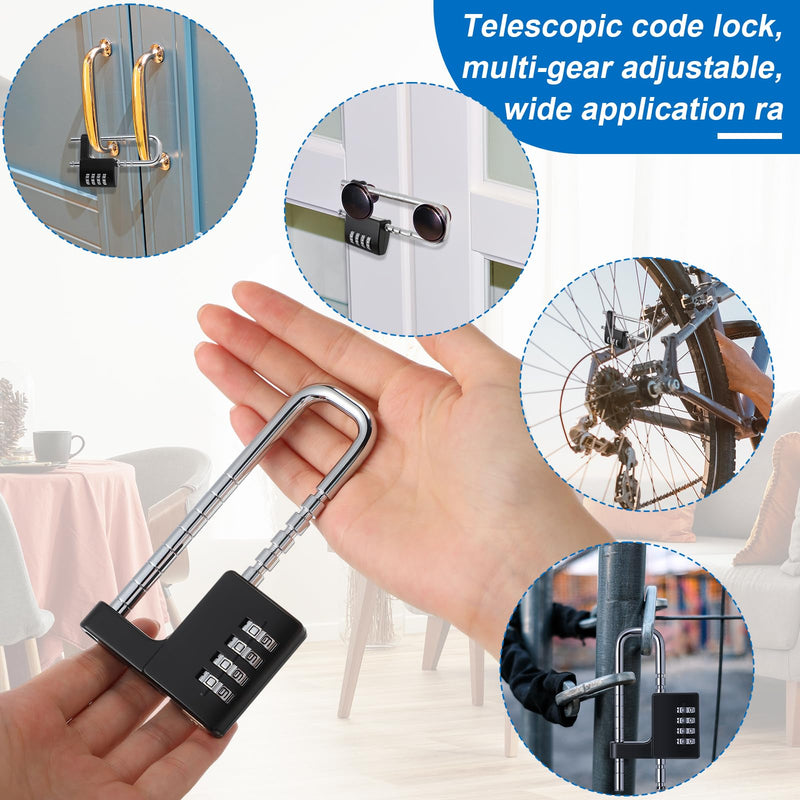 Gisafai 2 Pieces 4 Digit Combination Cabinet Lock, Long Code Combination Padlock for Gym School Lockers, Child Proof Code Sliding Locks for Fences, Drawers Closet