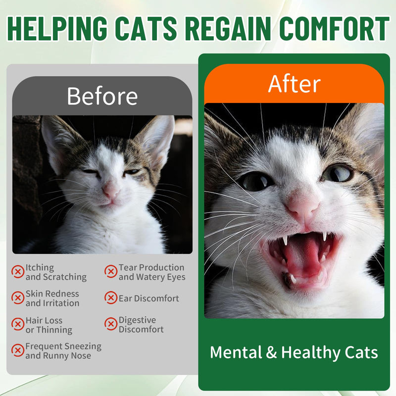 VICSOM Cat Allergy & Hairball Relief Bundle – Itchy Skin, Seasonal Allergy Support, Hairball Control, Skin & Coat Care, Immune Support, 60ml Drops for Cats