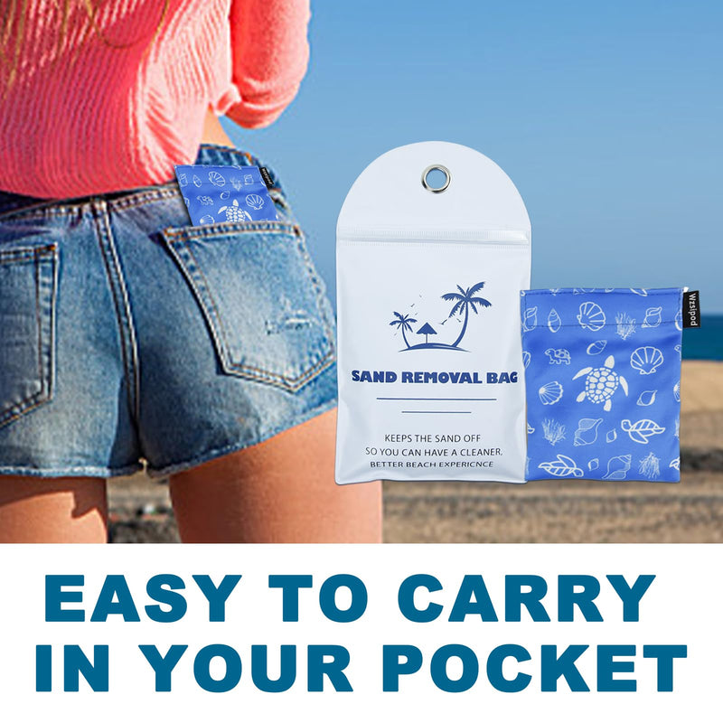 Beach Sand Removal Bag | Beach Sand Remover |Gentle, Skin-Friendly & Talc-Free | Natural Baby Powder Alternative | Safe & Effective Sand Cleaning | Essential Family Beach Accessory Turtle Pattern