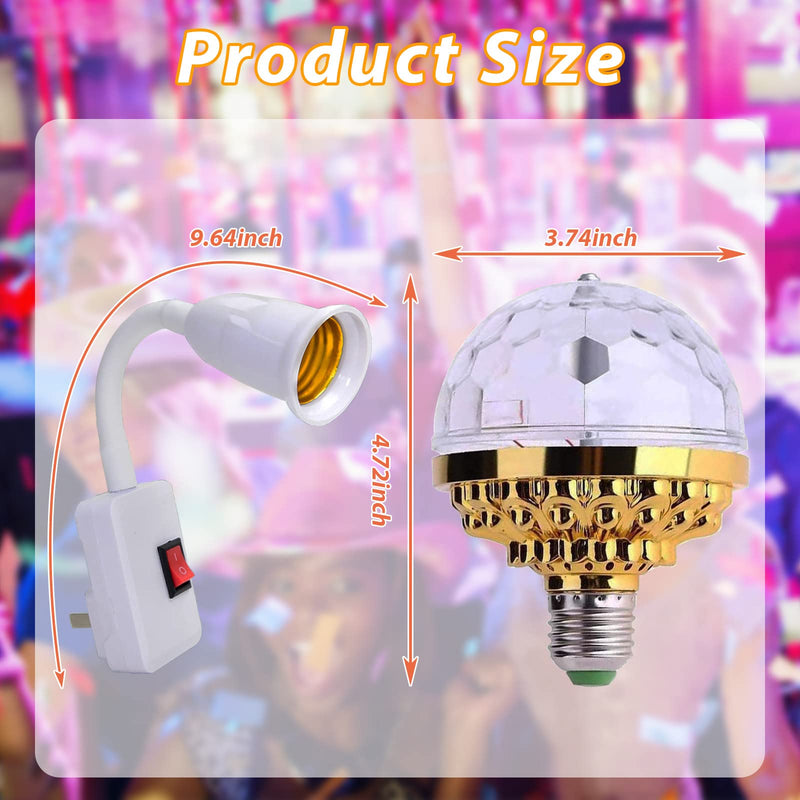 2 Pack Colorful Magic Rotating Ball Light, LED Plug in Disco Ball Light, RGB Disco Light Bulb, Party Lights Dj Disco Lights with Sockets for Home Room Dance Parties Bar Karaoke 2 Pack
