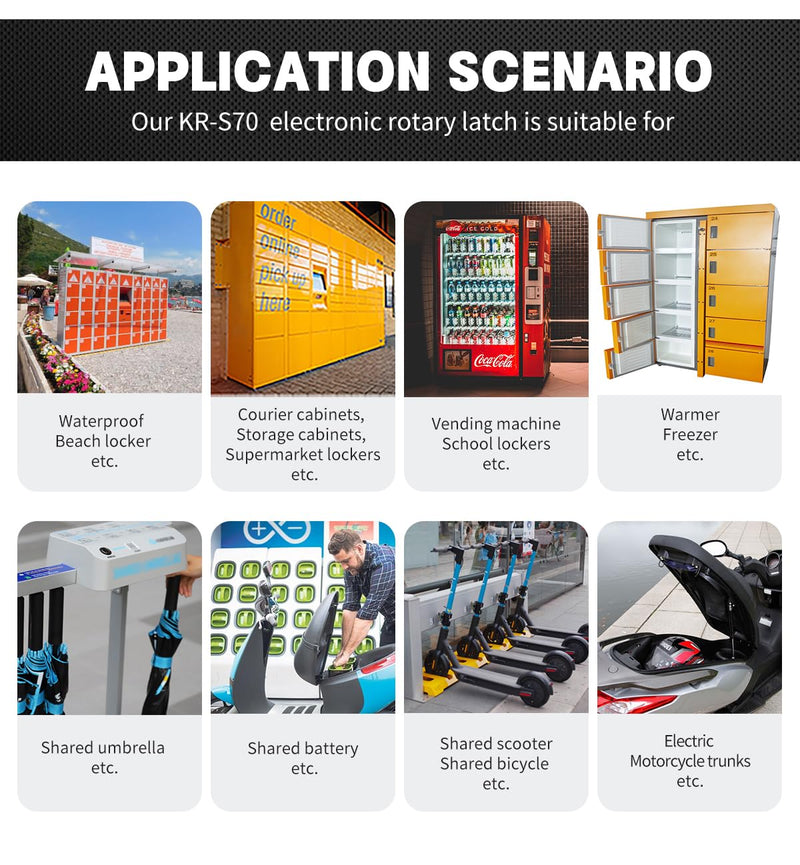 Electronic Rotary Push-to-Close Latch, Auto Relock, with Latch Status Microswitch, Non-Sealed Connector， Electric Lock for Cabinet Drawer Locker