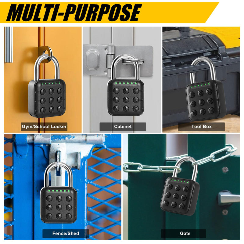 DELSWIN Combination Lock for Locker - 6-Digit Combo Lock Waterproof Smart Padlock for School Gym Lockers, Gates, Fence and Storage Unit (Black) Black