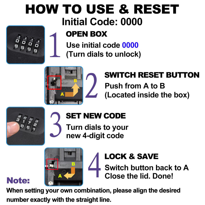 Magnetic Key Box for Under Car, Waterproof Outdoor Magnetic Key Holder with 5 Strong Magnets and Resettable Combination Lock for Vehicle or Home Use Black 1