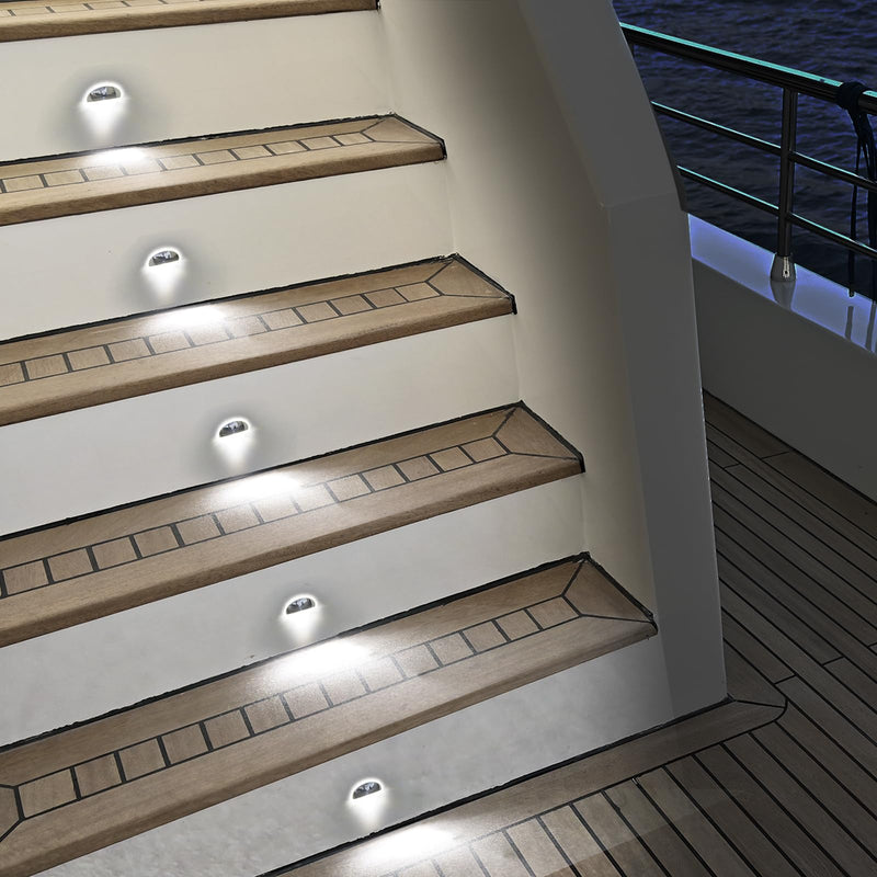 4PCS Interior Boat Lights,Courtesy,Stair Lights,LED Waterproof Flush Mounted,for Yacht, RV,Pontoon Boat Interior, Exterior,Deck,Cockpit 12V DC (Daylight White)