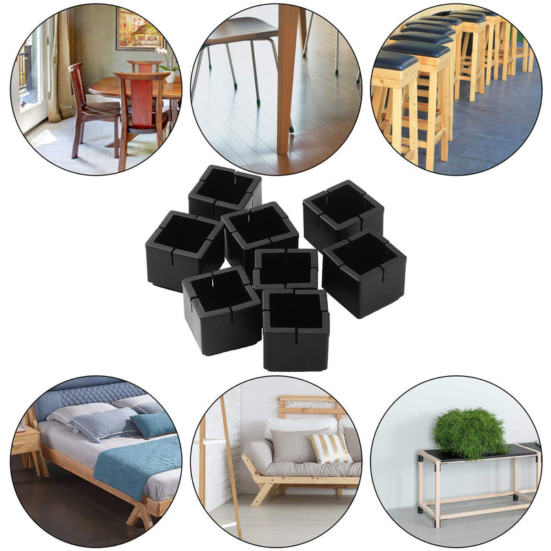32 Pack Black Chair Leg Caps Square Floor Protectors Rubber Furniture Table Feet Covers with Felt Pads Fit 1-1/8 to 1-3/8 inch, Prevent Scratches, Non-Slip 1-1/8" to 1-3/8"