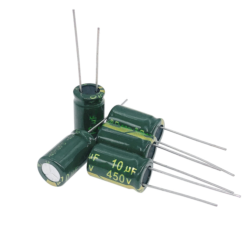 10pcs 450V 10UF Capacitor 10X17MM(0.39x0.67in) High Frequency Aluminum Electrolytic Capacitors for TV, LCD Monitor, Game 10pcs 450V 10UF