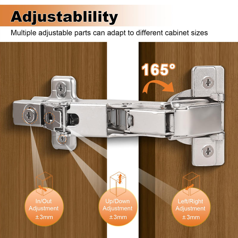 Probrico Soft Close Cabinet Hinges, 165° Concealed Hinges (4 Pairs/8 Packs) - Frameless Lazy Cabinet Hinge, Free-Open Design for Kitchen Corner Cabinets 8