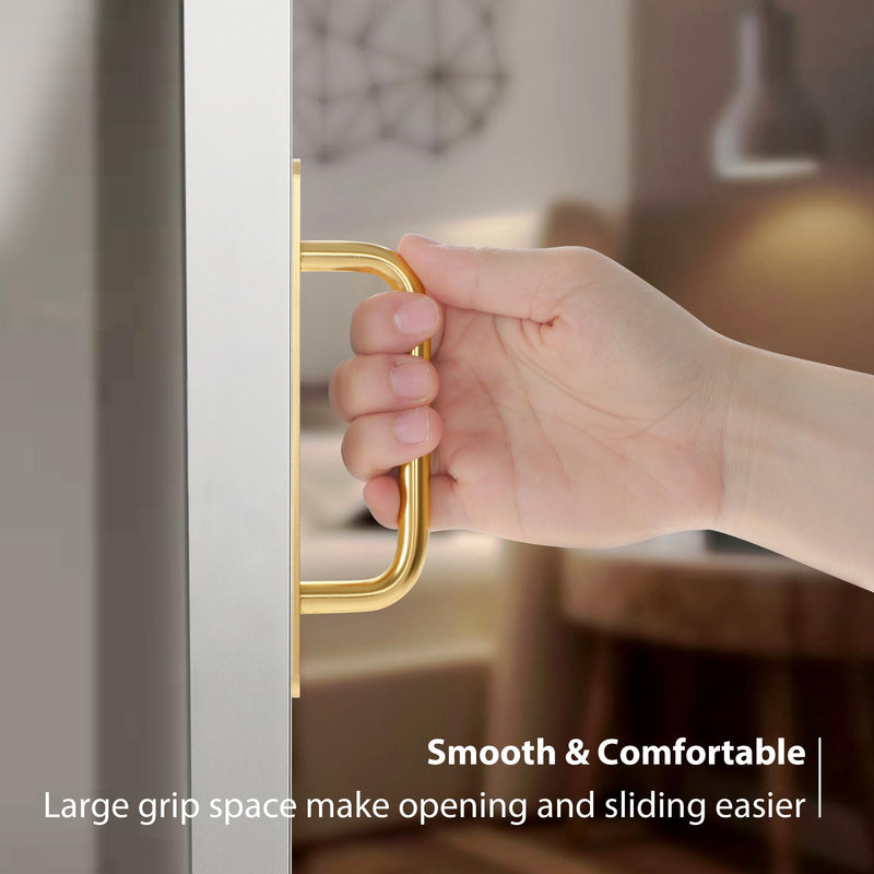 Malimali 4 Pack Gold Barn Door Handles, 5" Hole Center Gate Handle Sliding Door Handles Modern Aluminium Door Pull for Pocket Door Bifold Closet Doors Hardware Replacement 5"/128MM Hole Centers Gold-4 Pack