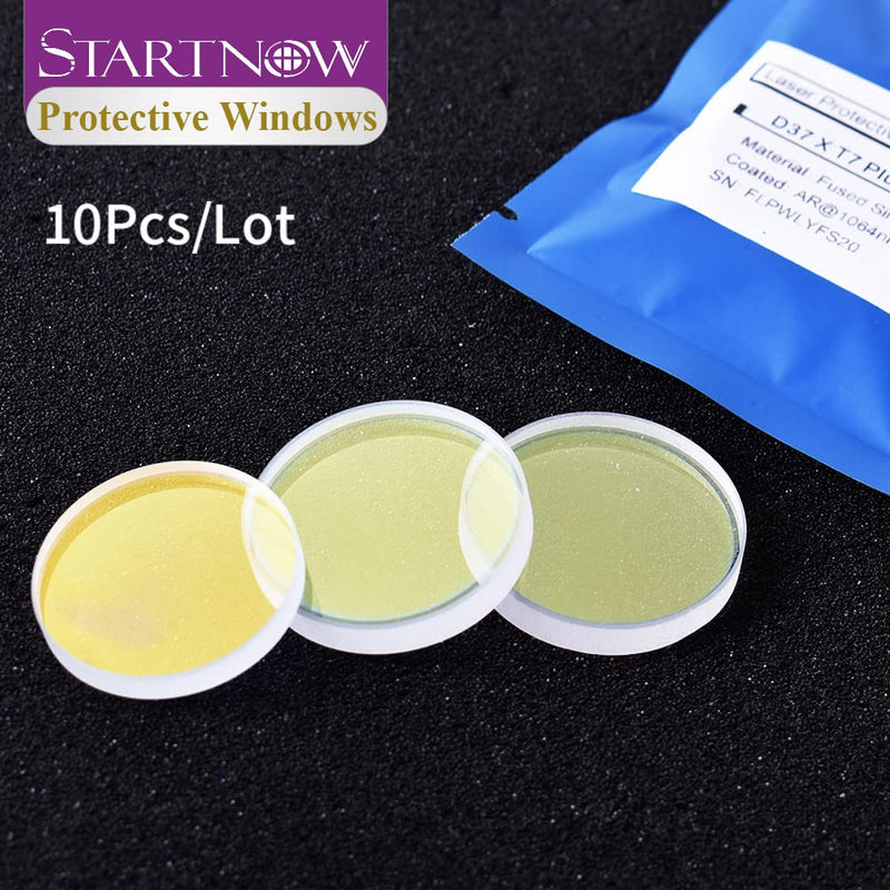 Startnow 10Pcs/Lot Fiber Laser Protective Lens D28xT4 24.9x1.5 30x5 37x7 50x2 1064nm Optical Fiber Lens for Raytools Precitec Cutting Head (37x7 10KW (10PCS)) 37x7 10KW (10PCS)