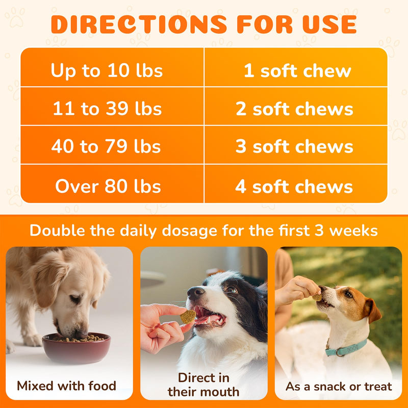 Dogs Joint Health Supplement - Glucosamine, Chondroitin, MSM, Omega 3 - Hip & Joint Pain Relief Soft Chews for All Breeds and Sizes, Chicken Flavor - 120 Count