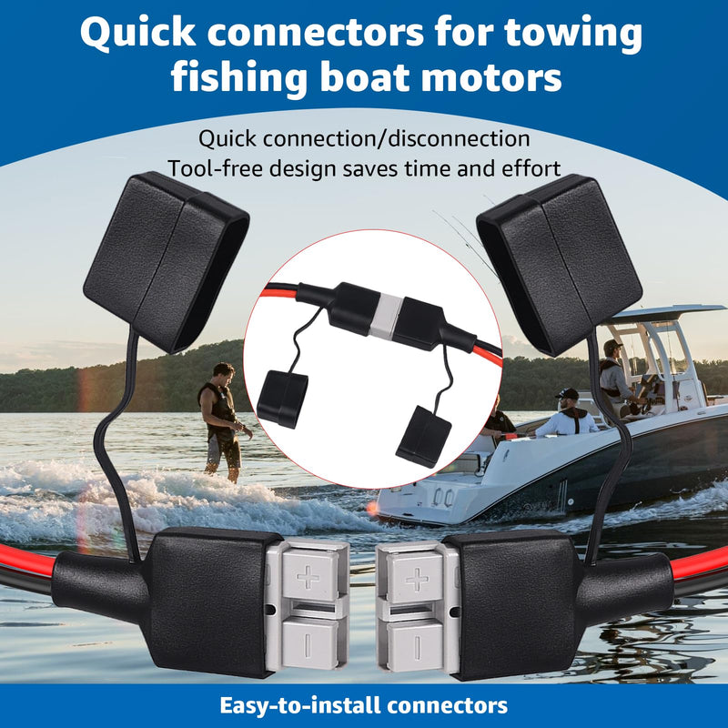 Trolling Motor Quick Disconnect Plug for Trolling Motor Quick Connect | 12V/24V Marine Battery Trolling Battery Quick Plug, 8-Gauge Marine Grade Quick Connectors Wire