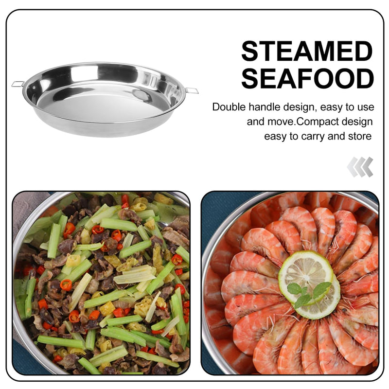 DOITOOL 15 Inch Double Ear Stainless Steel Steaming Plate with Handles for Cooking Fish Vegetables Tamale Kitchen Steamer Tray