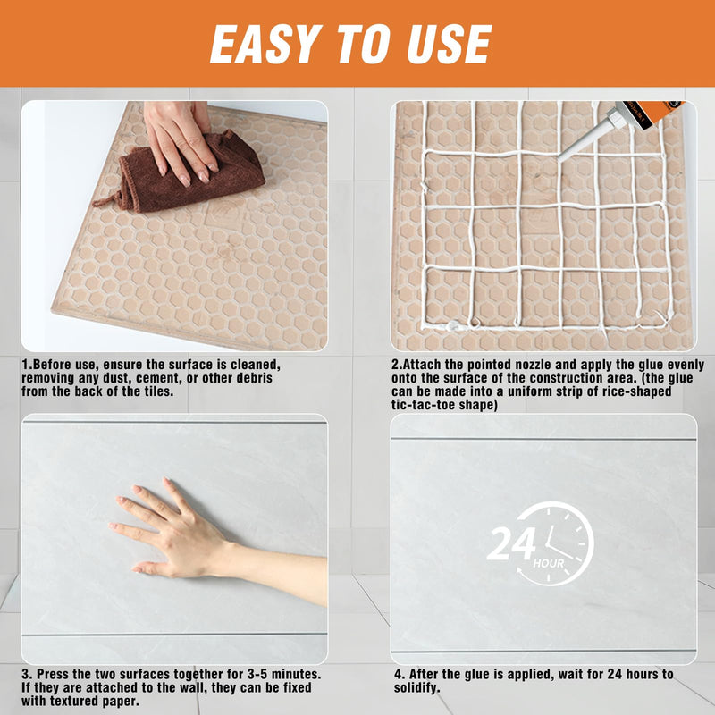 Heavy Duty Construction Adhesive, Versatile Cement Glue for Tile, Floor, Stone, Wood, and Wall in Squeeze Tube