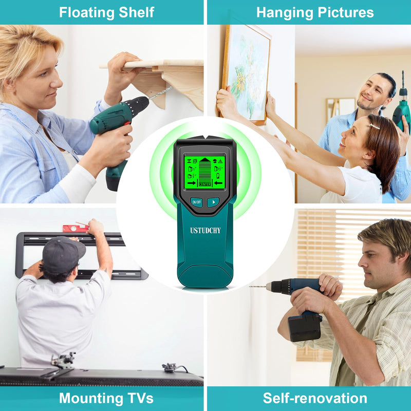 Stud Finder - 5 in 1 Electronic Stud Finder Wall Scanner, Stud Sensor with Digital LCD Display & Intelligent Smart Chip, Beam Finders Wall Detector for Wood AC Wire Metal Studs Joist (‎Peacock Blue) ‎peacock Blue