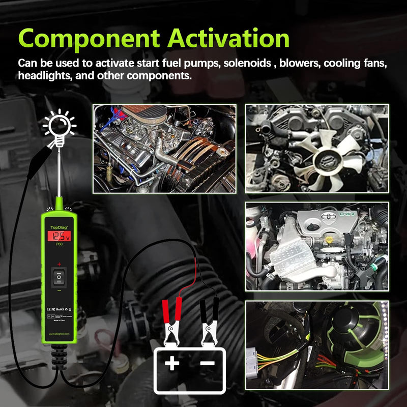 P60 Probe Tester Test Light Power Circuit Probe Tester Electrical Tester AC DC Voltage Tester Short Circuit Finder Component Activation Continuity Test 6-30V P60