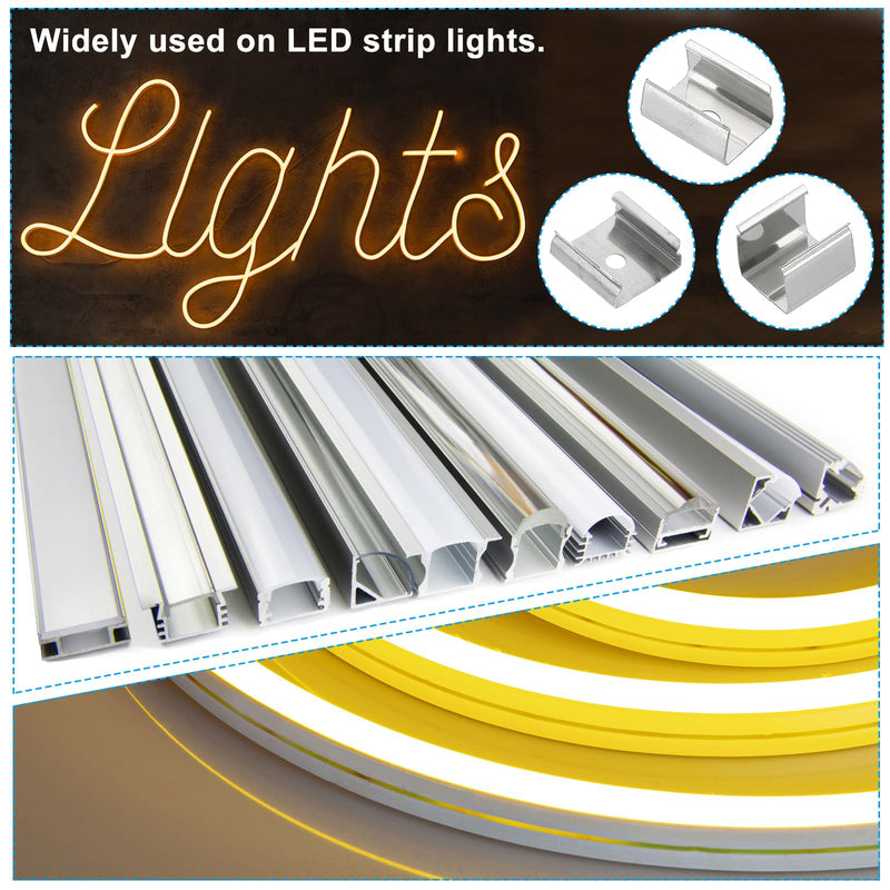 PATIKIL LED Strip Clips, 60pcs Stainless Steel Mounting Brackets Fixing Clip Clamp Support Holder with Screws for 16mm to 17mm LED Strip Lighting Cable