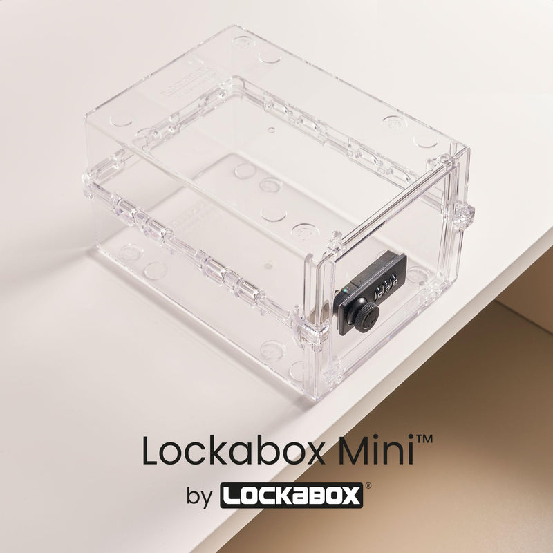 Lockabox Mini™ | Small Lock Box | 3 Litre Combination Lock Box For Food, Medicine & Home Safety | External Size 8.8 x 6.1 x 4.7 inches | BPA Safe (Crystal) Crystal