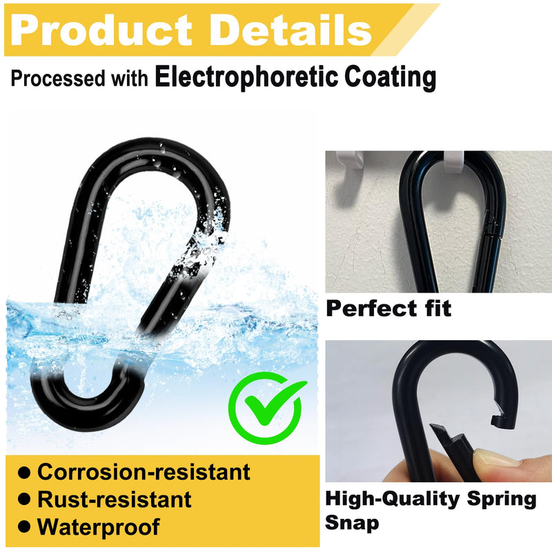 Spring Snap Hook Black Carabiner ，Sunxer Tool Small Black Carabiner Clip 1.57 inch 5 PCS Heavy Duty Carabiner Clip Qick Link for Keychain Dog Leash Locking Camping Fishing Hiking 1.57inch(M4)--5pcs