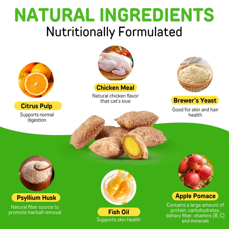 Hairball Treatment for Cats, Hairball Remedy Treats Chews, Cat Furball Treatment, Prevent Hairballs for Indoor Cats, Supports Skin & Coat, Vitamins for Digestion, Chicken Flavor (60 Day Supply) 60-Day Supply