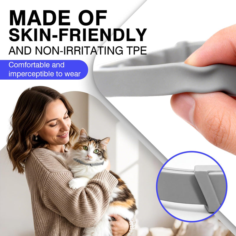 Calming Collar for Cats 8 PK Cat Stress and Anxiety Relief Pheromone Collar for Cats Anti Aggression for Cats Cat Meowing Stopper Cat Calming Collars for 30 Days Adjustable Waterproof Rapid Effect Grey