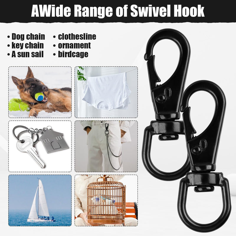 Stainless Steel Swivel Eye Snap Hook, 5 Pack (2.7 Inch) Heavy Duty Flag Clips for Flagpole Rope, Diving Clips Spring Hooks for Bird Feeders, Pet Chains, Dog Tie-Out Cable, Keychains 2.7-Inch