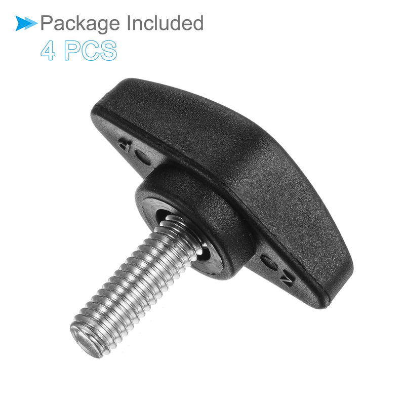 Tee Wing Knobs Thumb Screw, M6 x 16mm Male Thread, Plastic T Thumb Clamping Screw Threaded Stud Hand Knobs Grip, (Applications: for Machinery Lathes), 4-Pieces