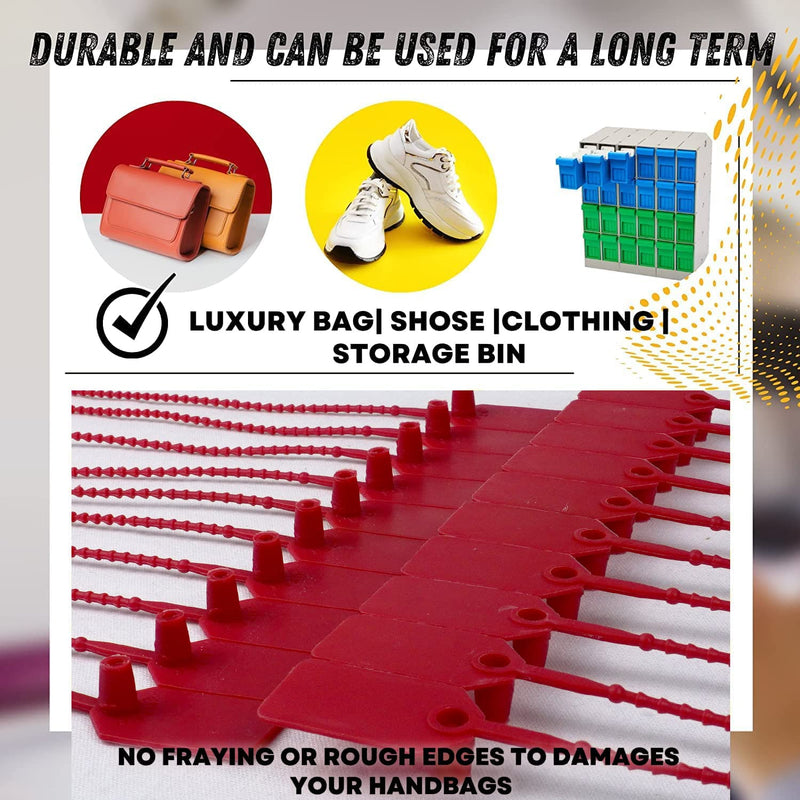 JAVIKA 250pcs Plastic Tamper Seal Tags, Red (9.17in) PA66, Cable Management, Fire Extinguisher Tags, Luggage Tag, Electronics 250 PCS