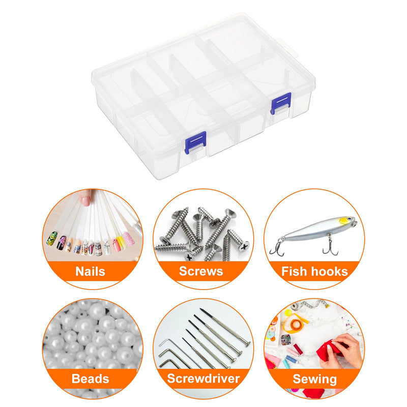 HARFINGTON 2pcs Component Storage Box 8 Grids PP Electronic Organizer Box Double Layer with Adjustable Driver Hardware Containers Tools Boxes for Small Accessories 2